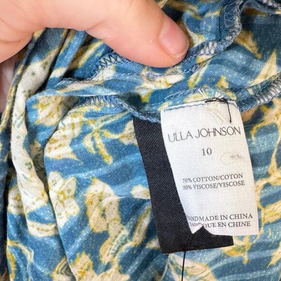 ULLA JOHNSON Endah Playsuit Blue & Yellow Lanai Size 10 Ruffles Frills Floral - Picture 11 of 11